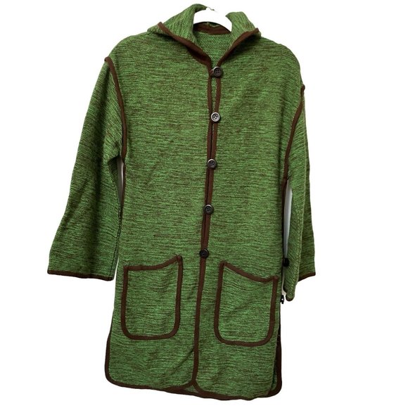 Green Hooded Cardigan Sweater - Picture 1 of 4